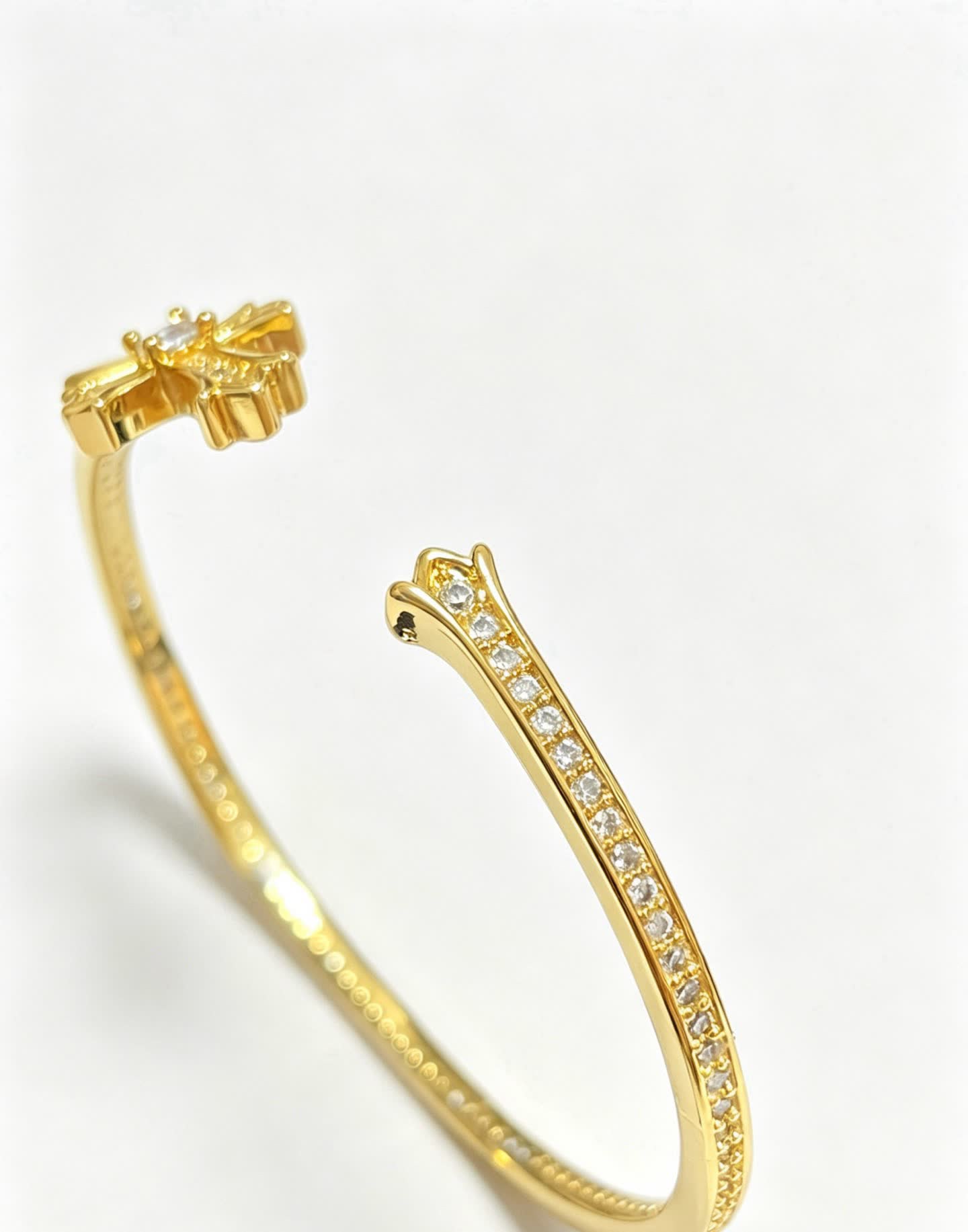Chrome Hearts Elegant Gold Cross Bracelet with Crystal Accents